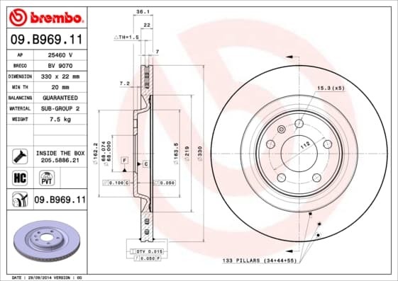 BREMBO Brzdový kotúč 09B96911 1