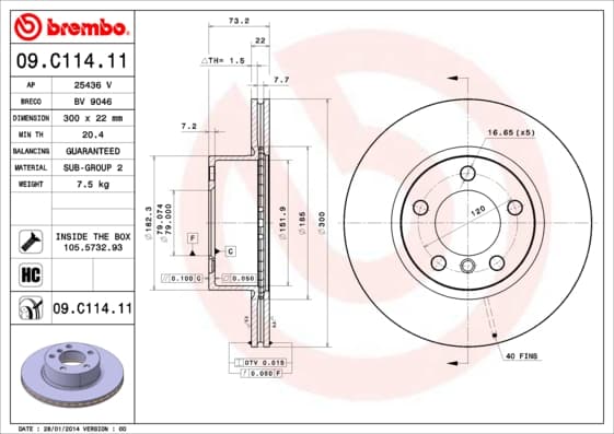 BREMBO Brzdový kotúč 09C11411 1