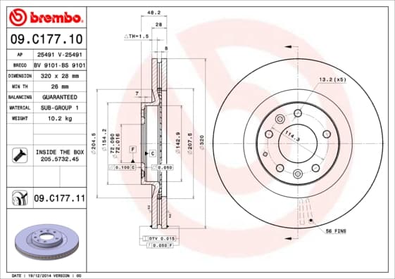 BREMBO Brzdový kotúč 09C17711 1