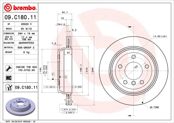 BREMBO Brzdový kotúč 09C18011 1