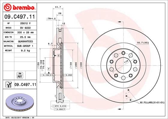 BREMBO Brzdový kotúč 09C49711 1