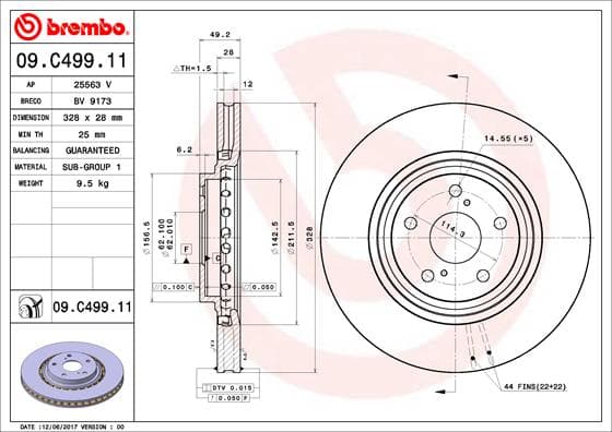 BREMBO Brzdový kotúč 09C49911 1