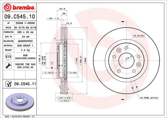 BREMBO Brzdový kotúč 09C54511 1