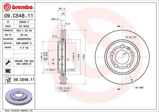 BREMBO Brzdový kotúč 09C54811 1