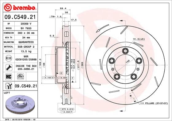 BREMBO Brzdový kotúč 09C54921 1