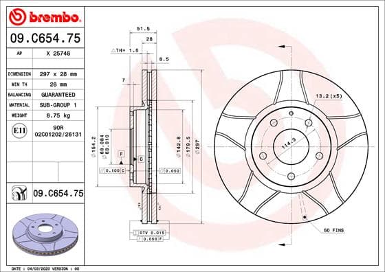 BREMBO Brzdový kotúč 09C65475 1