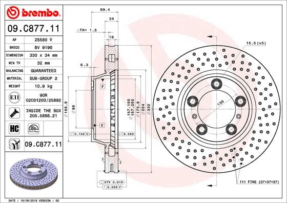 BREMBO Brzdový kotúč 09C87711 1