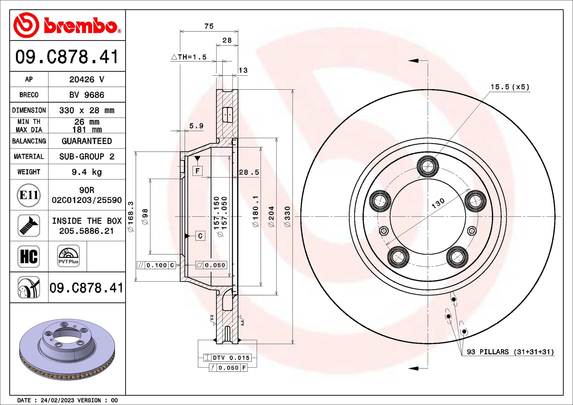 BREMBO Brzdový kotúč 09.C878.41 1
