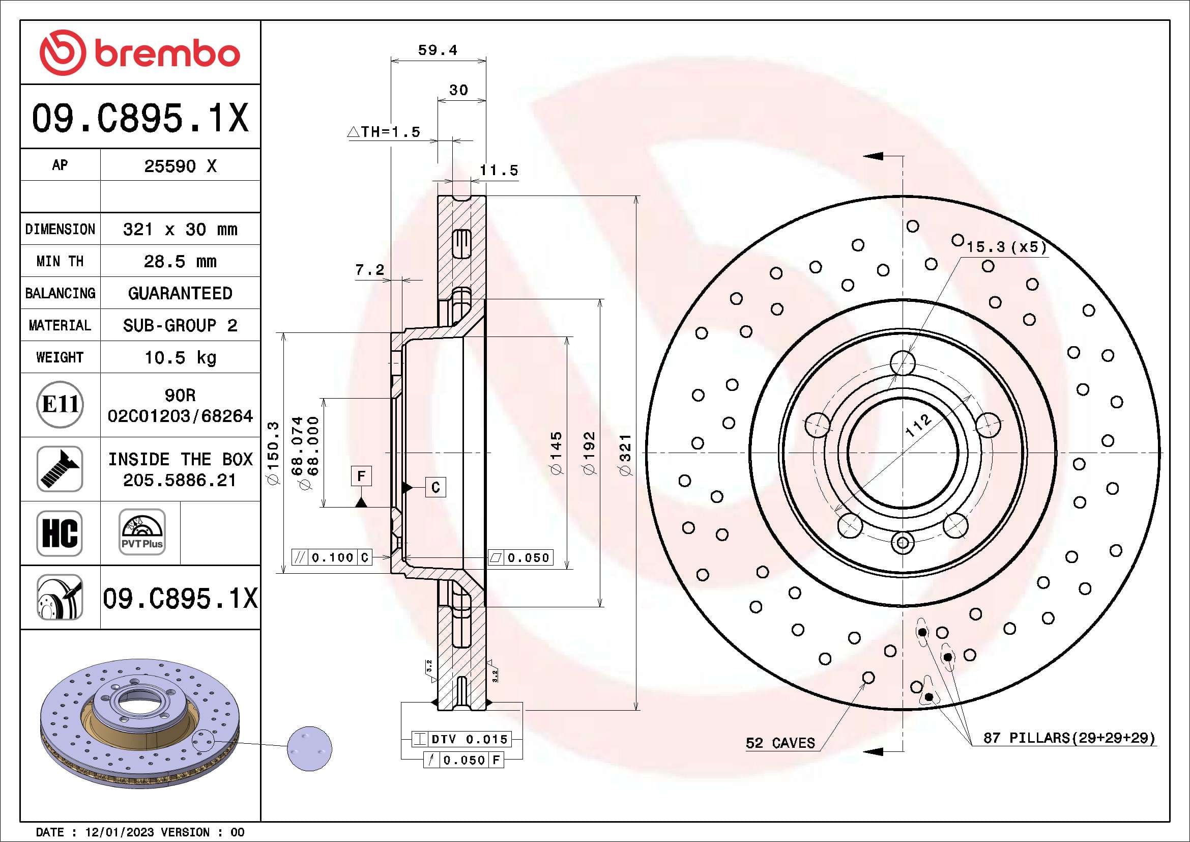 BREMBO Brzdový kotúč 09C8951X 1