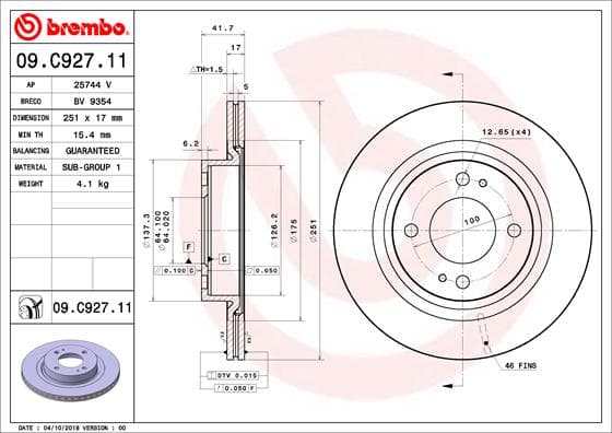 BREMBO Brzdový kotúč 09.C927.11 1