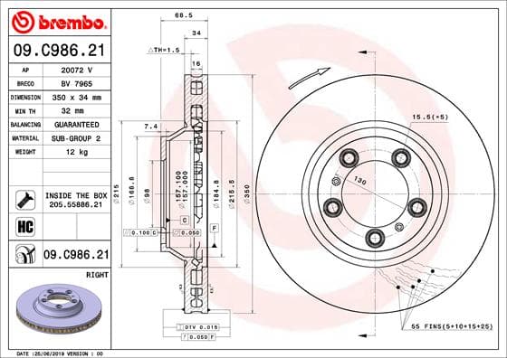 BREMBO Brzdový kotúč 09C98621 1