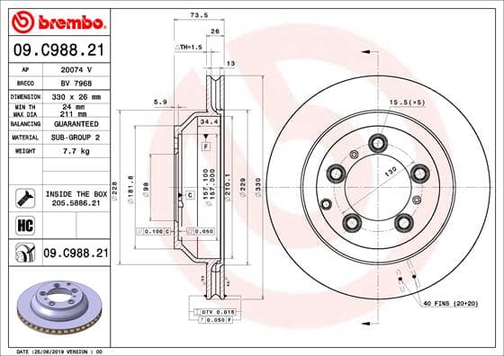 BREMBO Brzdový kotúč 09.C988.21 1