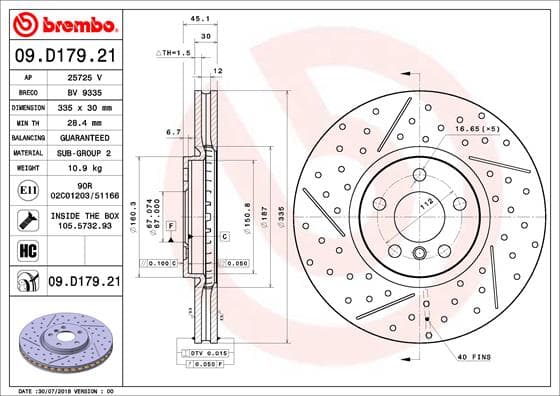 BREMBO Brzdový kotúč 09D17921 1