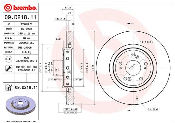BREMBO Brzdový kotúč 09D21811 1
