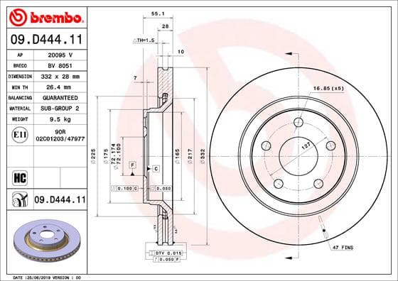 BREMBO Brzdový kotúč 09.D444.11 1