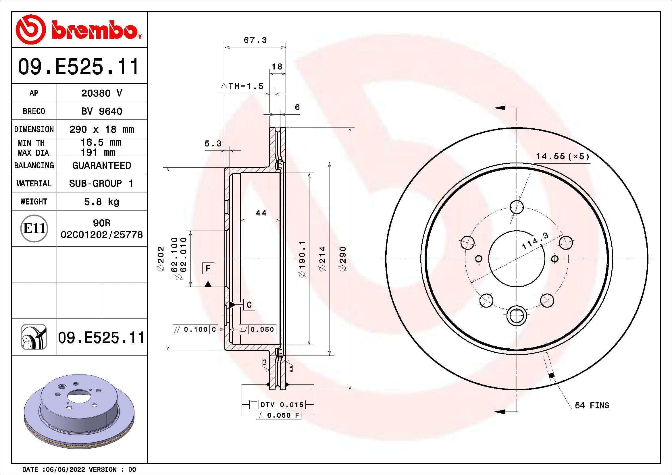 BREMBO Brzdový kotúč 09E52511 1