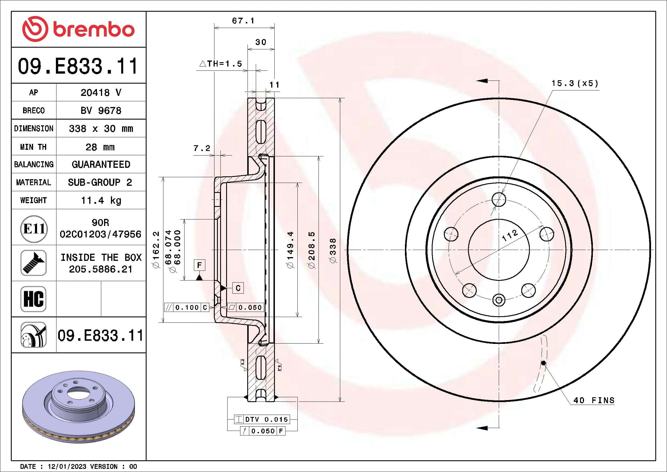 BREMBO Brzdový kotúč 09E83311 1
