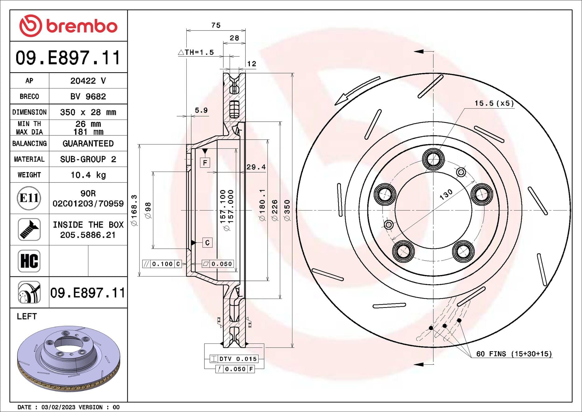BREMBO Brzdový kotúč 09.E897.11 1