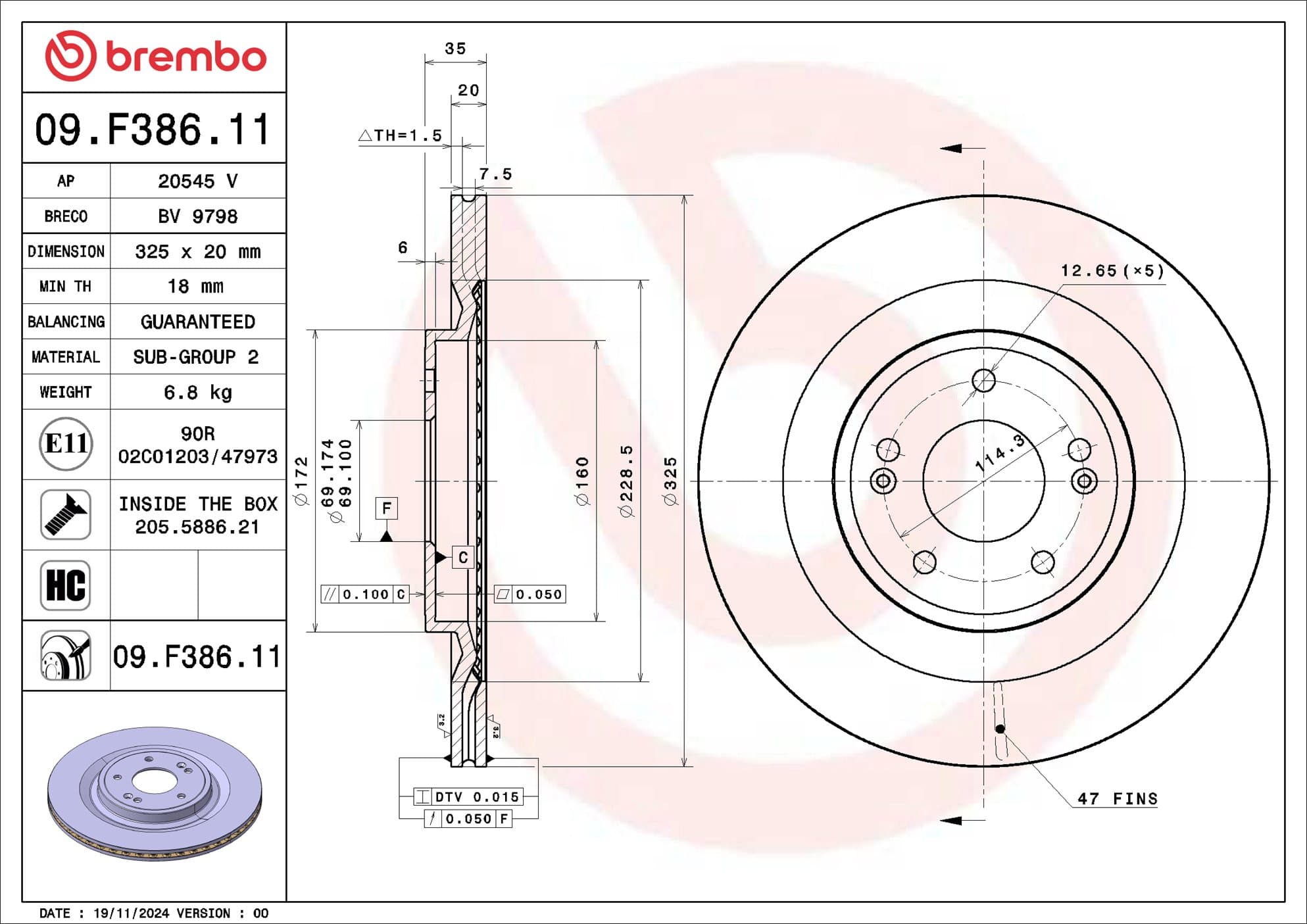 BREMBO Brzdový kotúč 09.F386.11 1