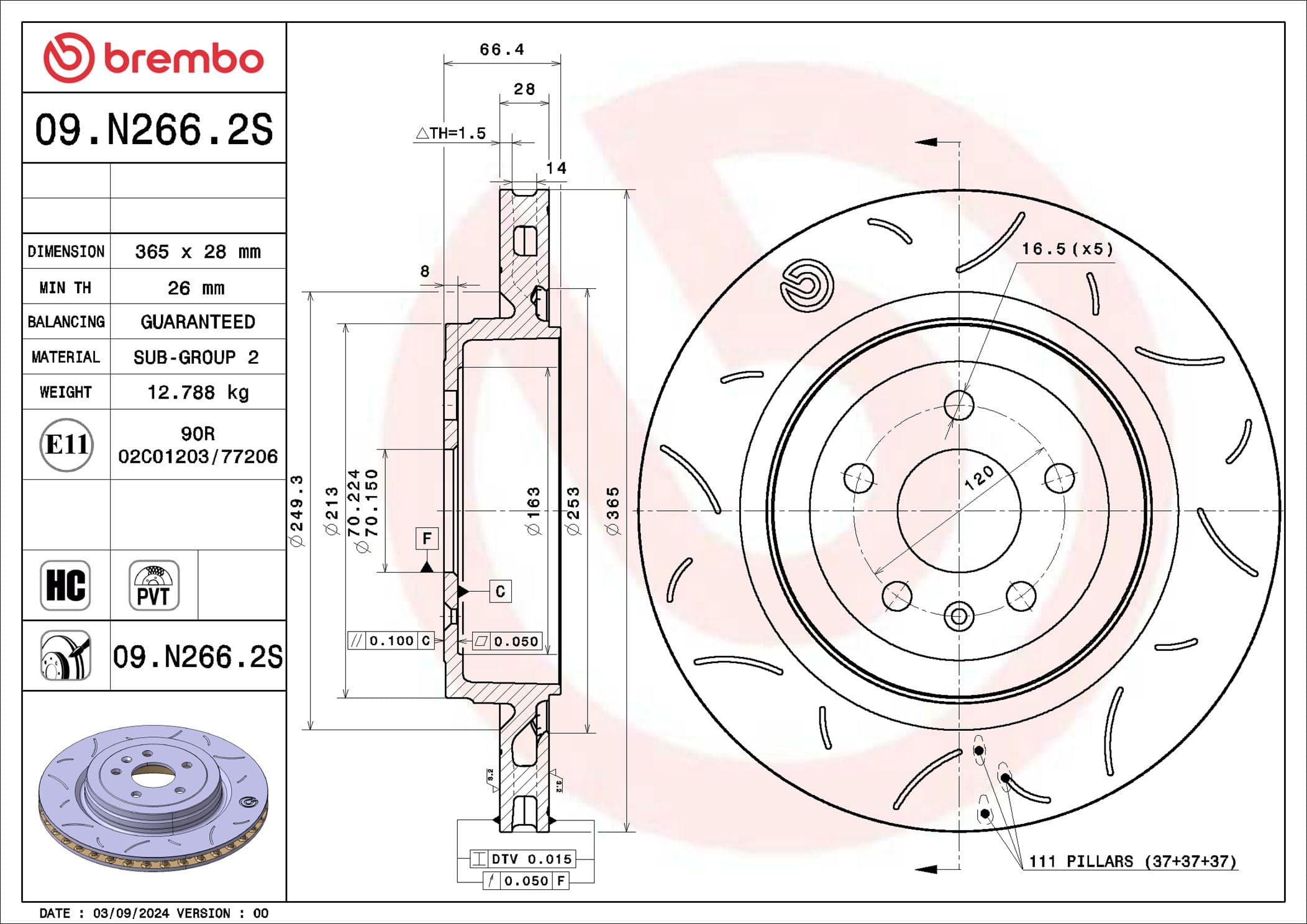 BREMBO Brzdový kotúč 09.N266.2S 1
