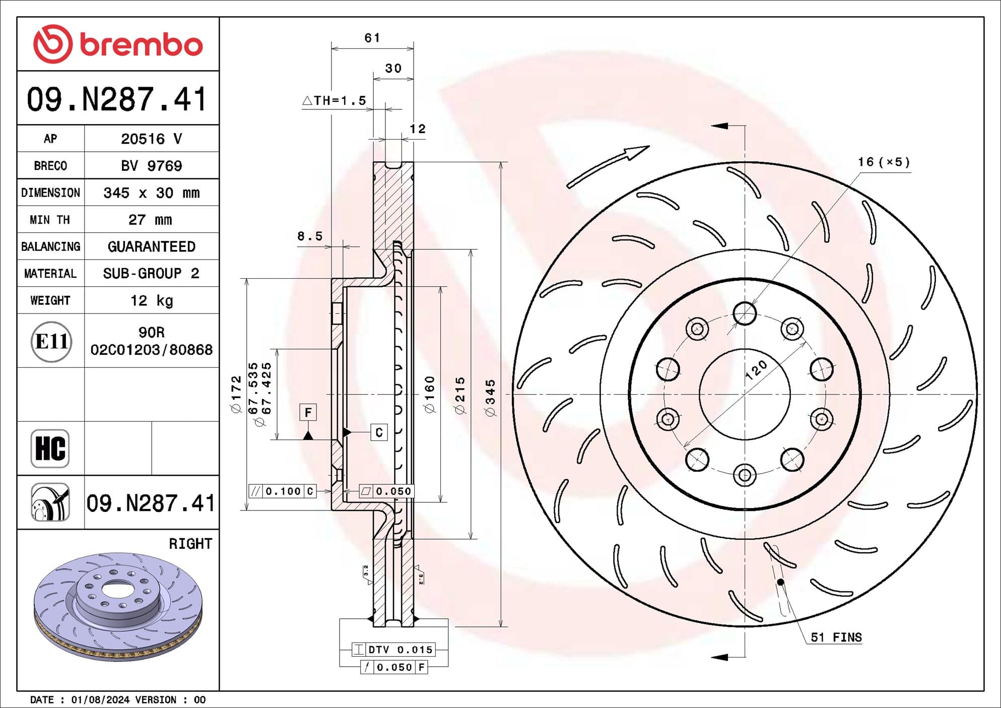 BREMBO Brzdový kotúč 09.N287.41 1