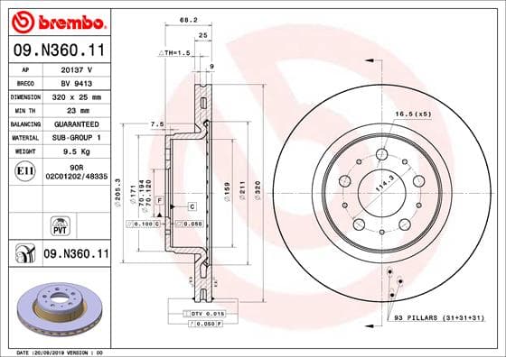 BREMBO Brzdový kotúč 09.N360.11 1