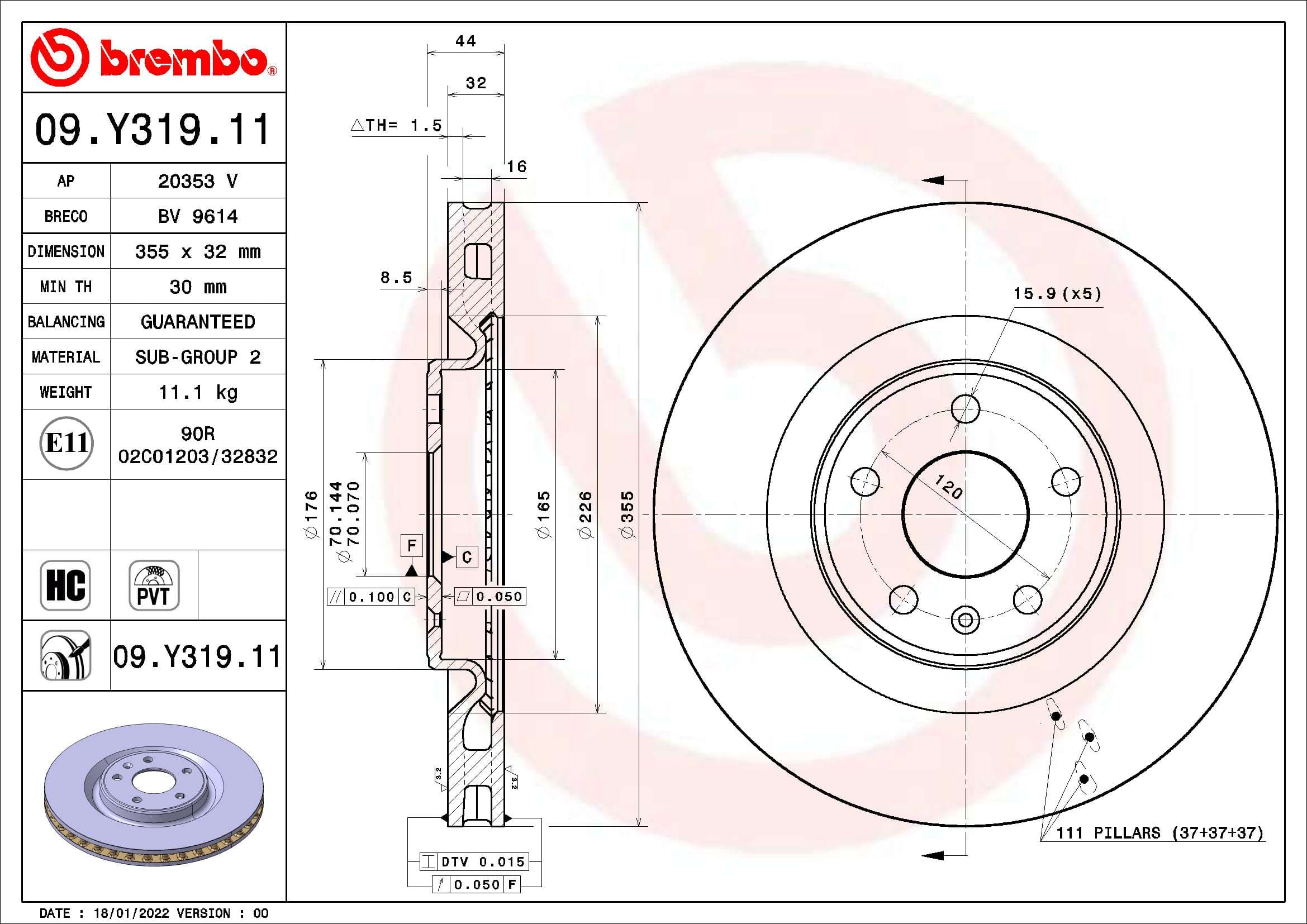 BREMBO Brzdový kotúč 09Y31911 1