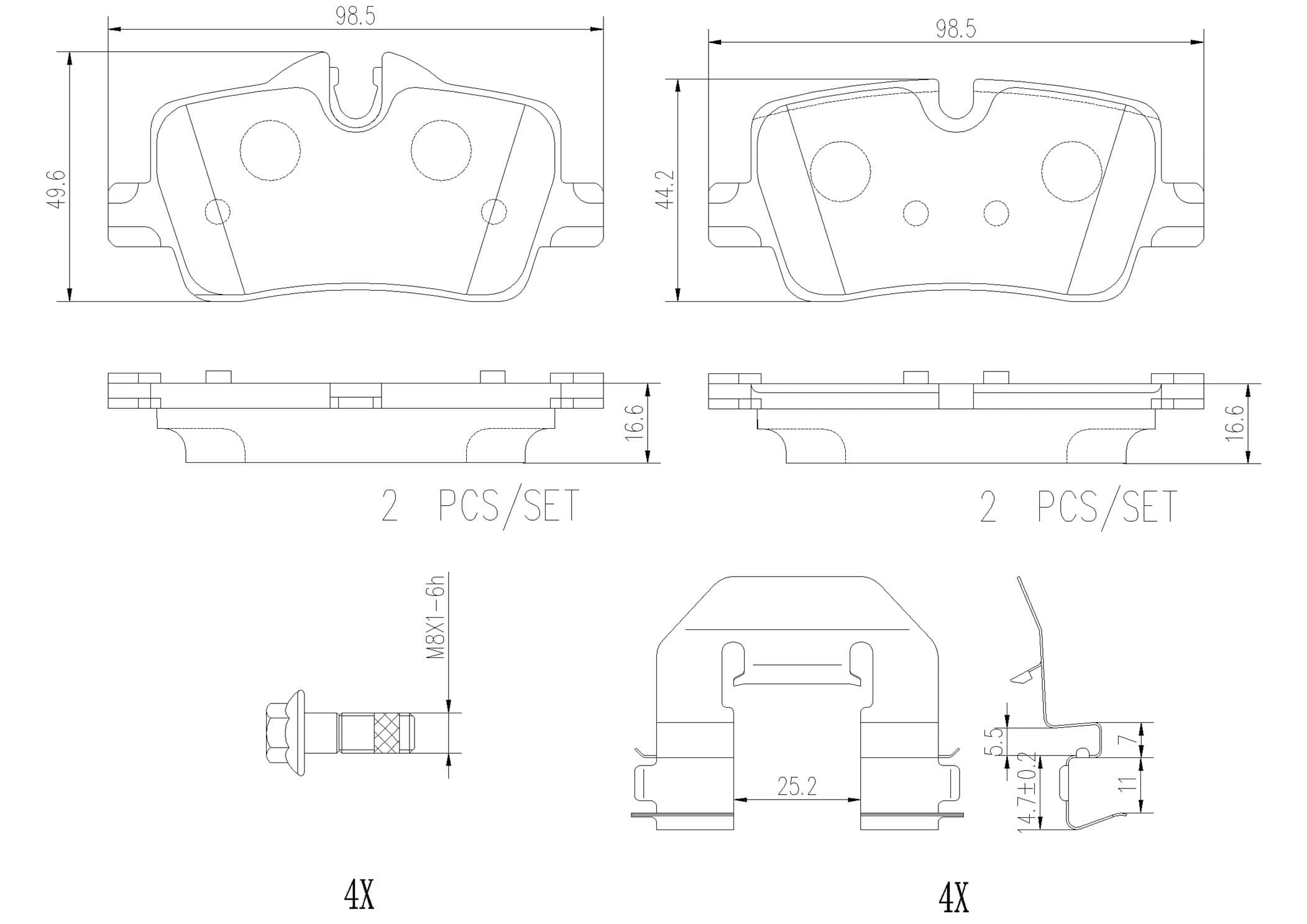 BREMBO Sada brzdových platničiek kotúčovej brzdy P06113NX 1