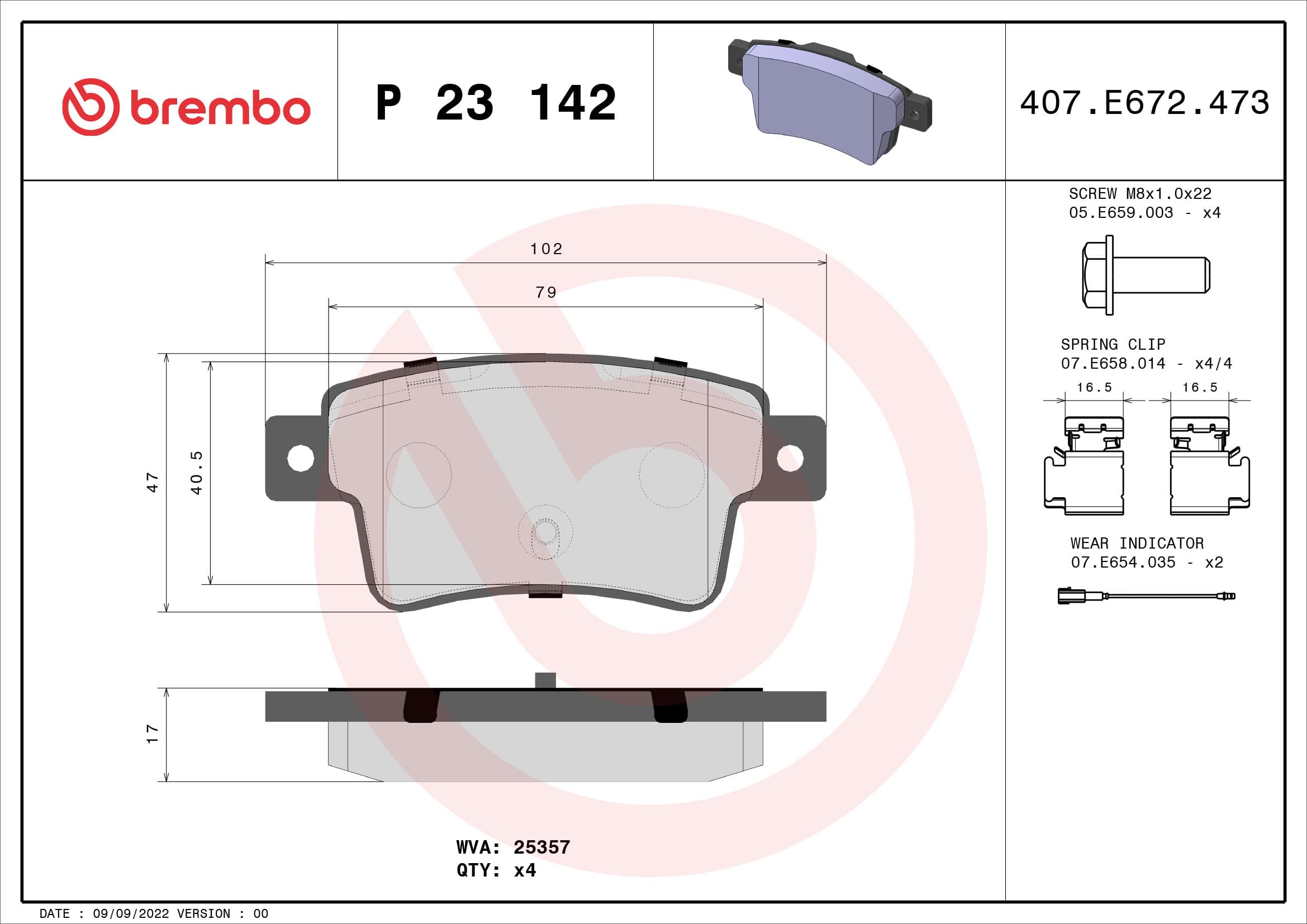 BREMBO Sada brzdových platničiek kotúčovej brzdy P23142 1