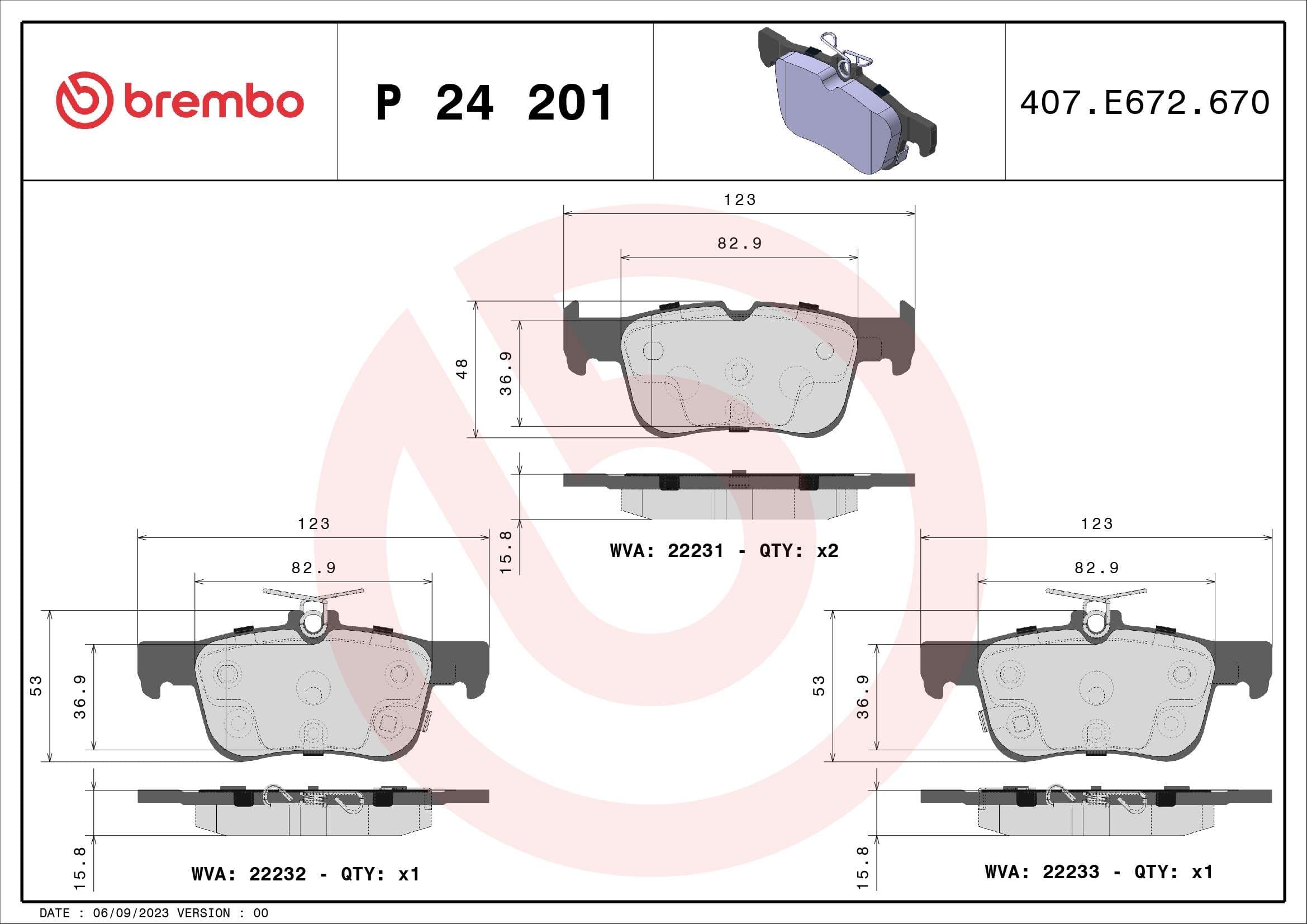 BREMBO Sada brzdových platničiek kotúčovej brzdy P24201 1