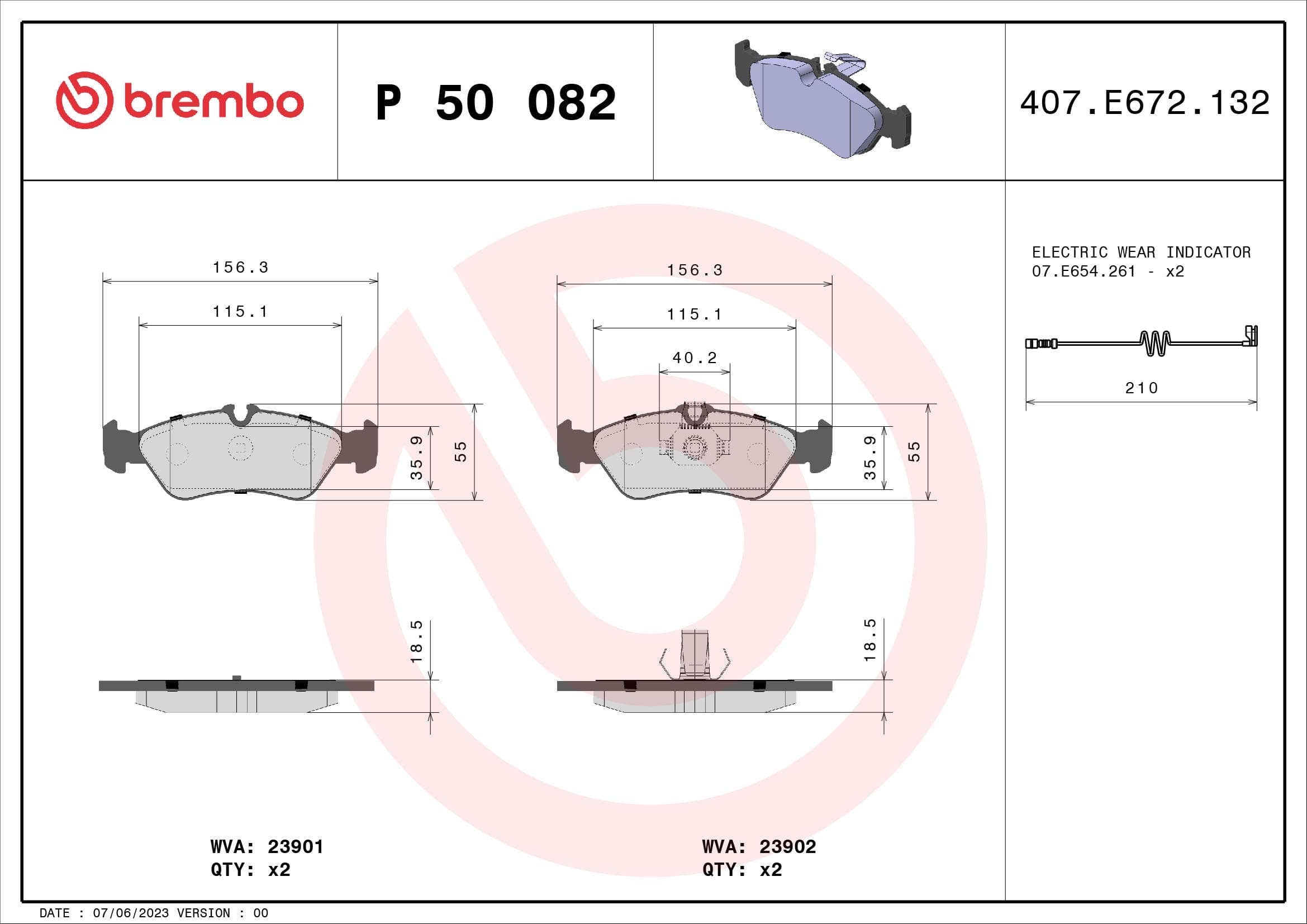 BREMBO Sada brzdových platničiek kotúčovej brzdy P50082 1