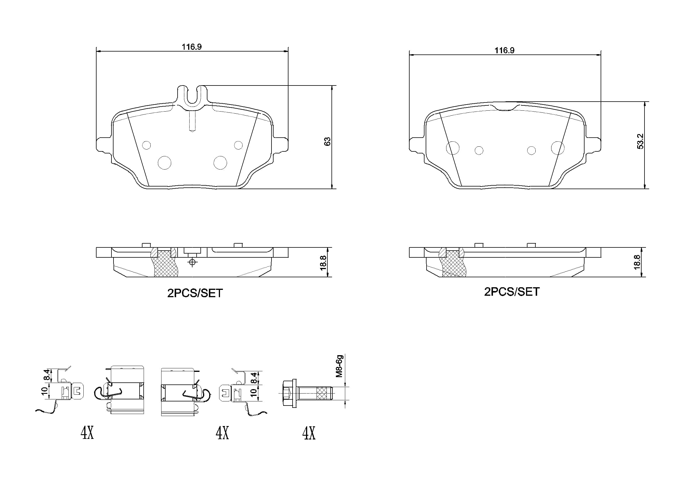 BREMBO Sada brzdových platničiek kotúčovej brzdy P 50 162 1