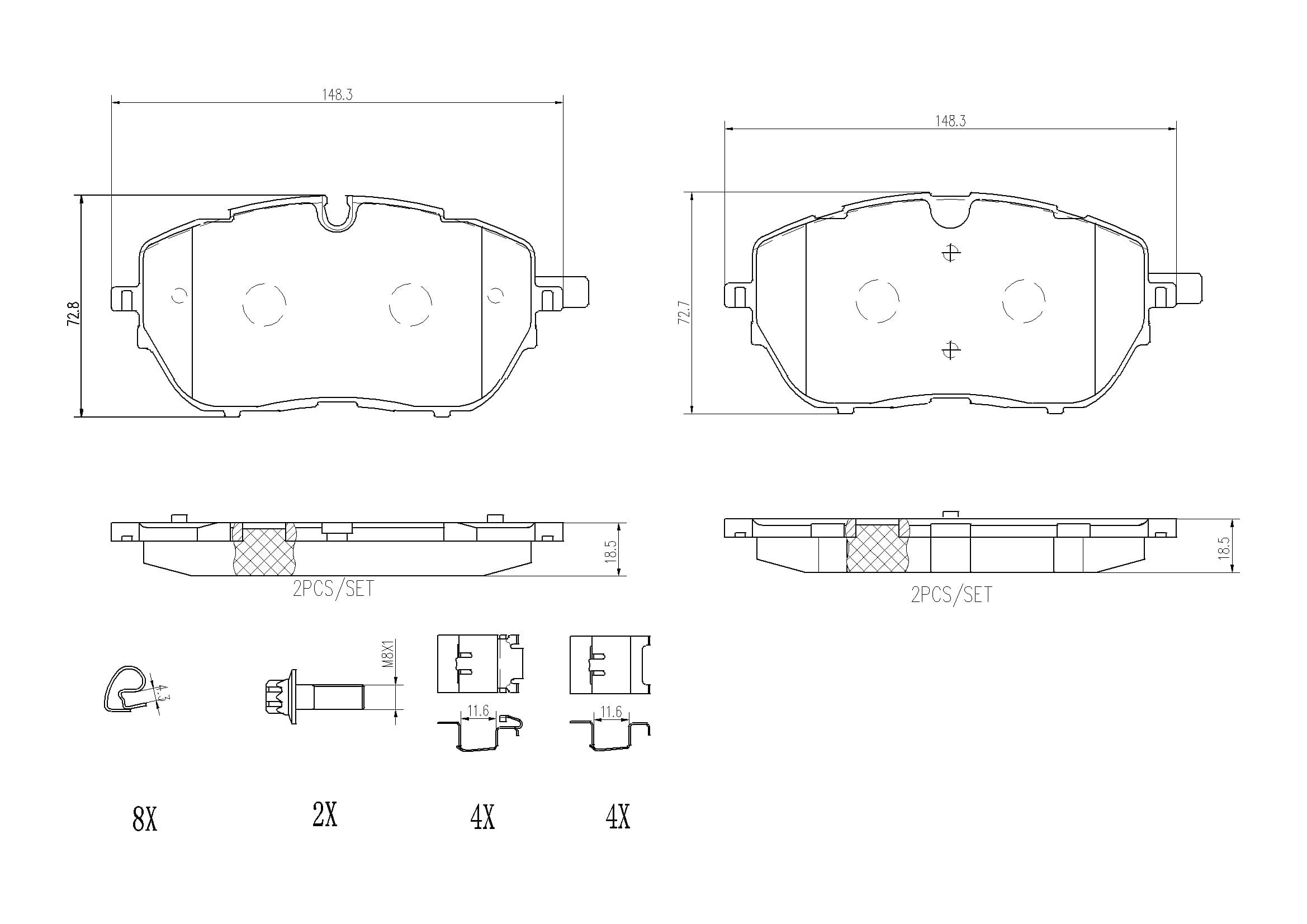 BREMBO Sada brzdových platničiek kotúčovej brzdy P61128 1