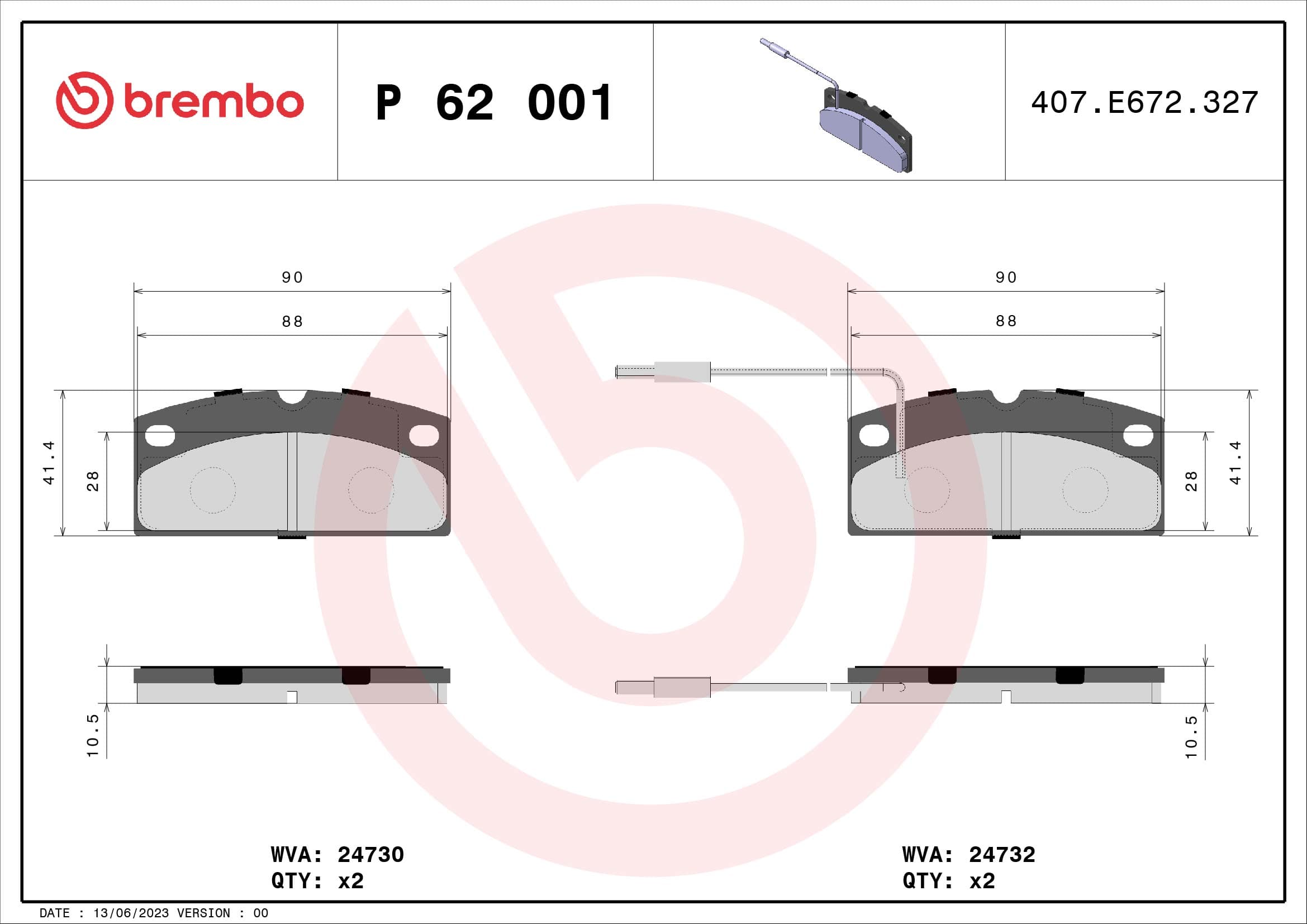 BREMBO Sada brzdových platničiek kotúčovej brzdy P62001 1