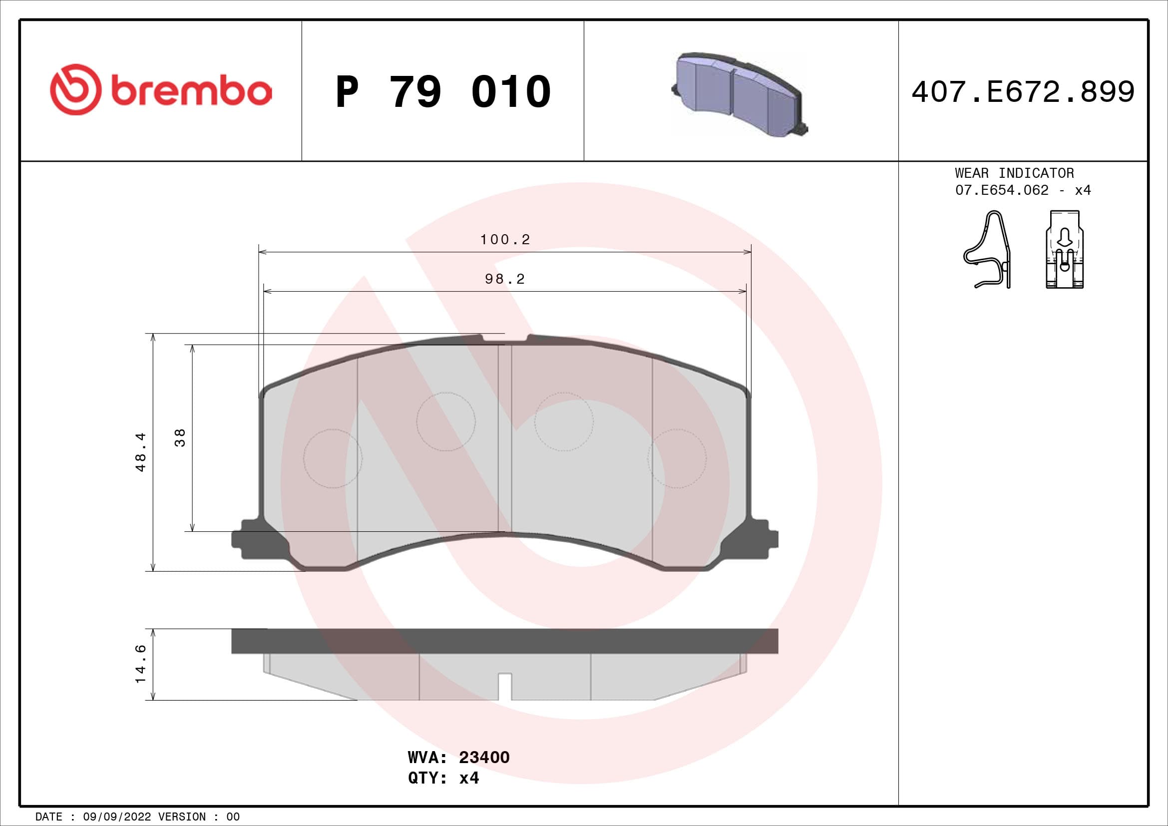 BREMBO Sada brzdových platničiek kotúčovej brzdy P79010 1