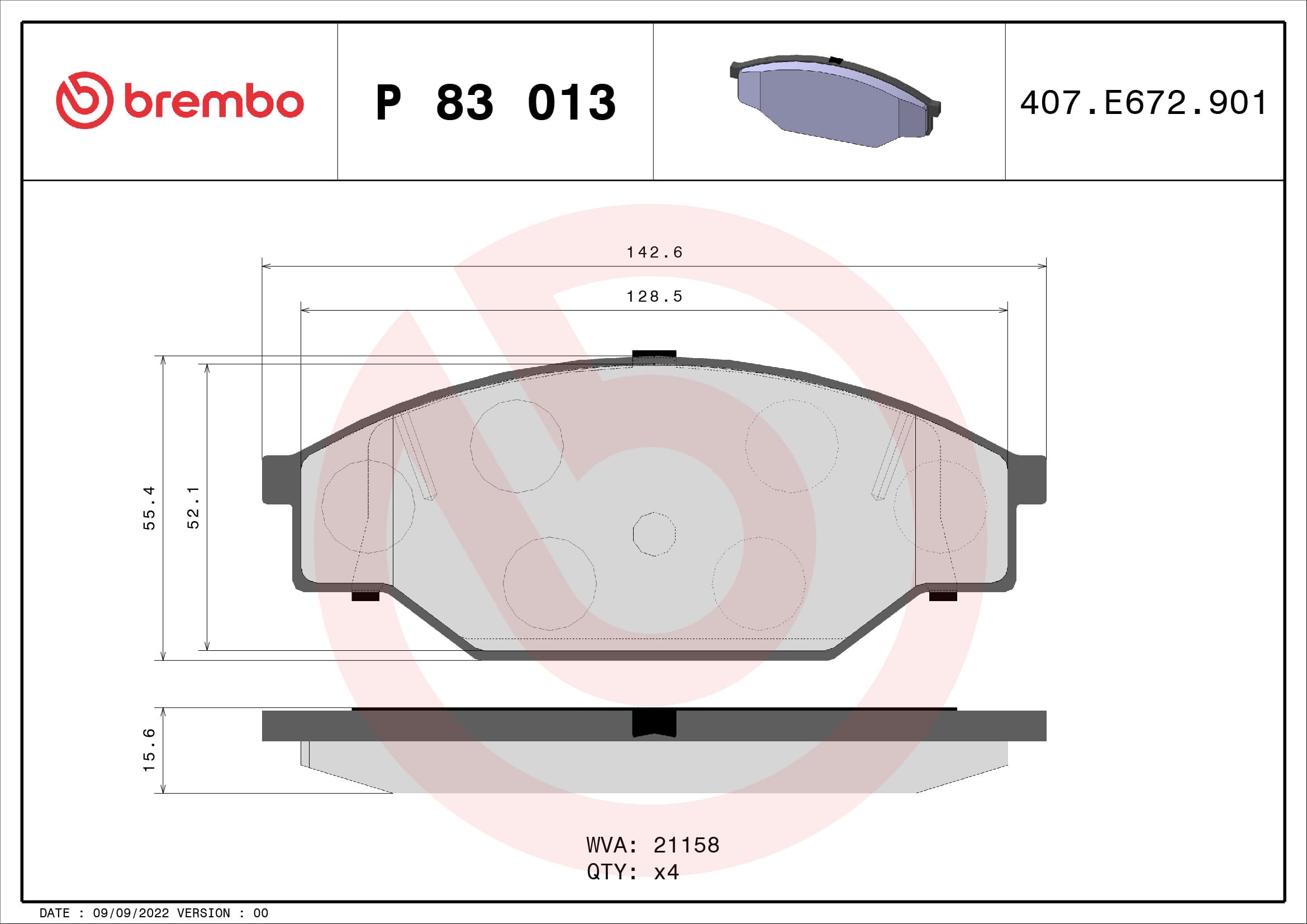 BREMBO Sada brzdových platničiek kotúčovej brzdy P83013 1
