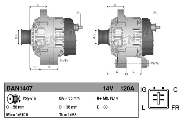 DENSO Alternátor DAN1407 1