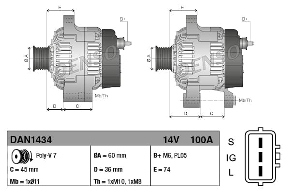 DENSO Alternátor DAN1434 1