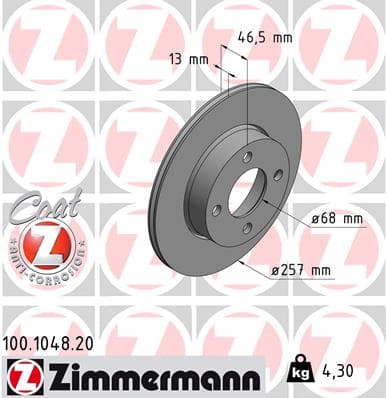 ZIMMERMANN Brzdový kotúč 100104820 1