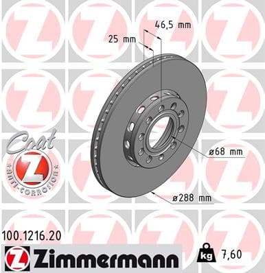 ZIMMERMANN Brzdový kotúč 100121620 1