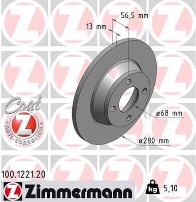 ZIMMERMANN Brzdový kotúč 100122120 1