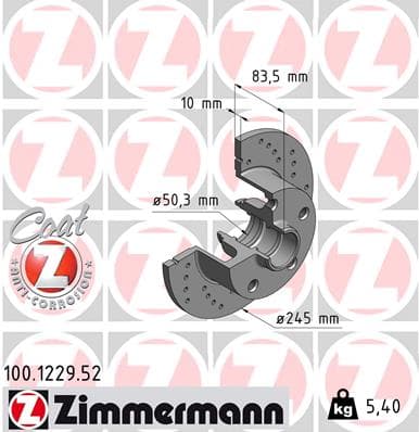 ZIMMERMANN Brzdový kotúč 100122952 1