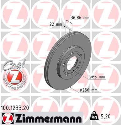 ZIMMERMANN Brzdový kotúč 100123320 1