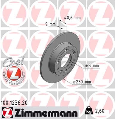 ZIMMERMANN Brzdový kotúč 100123620 1