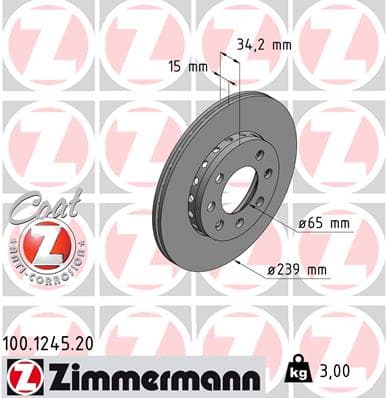 ZIMMERMANN Brzdový kotúč 100124520 1