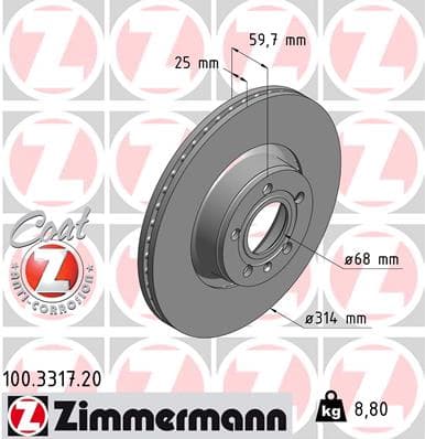 ZIMMERMANN Brzdový kotúč 100331720 1