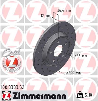 ZIMMERMANN Brzdový kotúč 100.3333.52 1