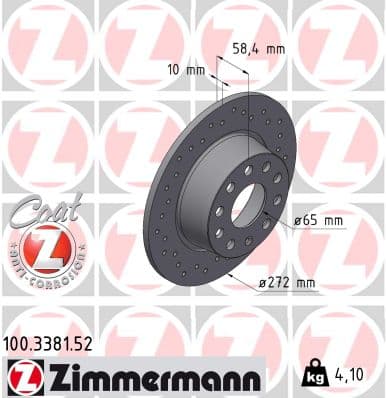 ZIMMERMANN Brzdový kotúč 100.3381.52 1