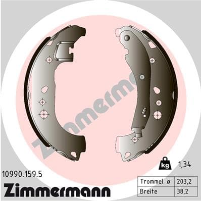 ZIMMERMANN Sada brzdových čeľustí 10990.159.5 1