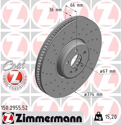 ZIMMERMANN Brzdový kotúč 150.2955.52 1